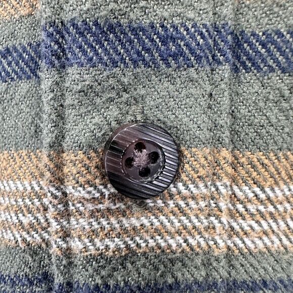 ASCEND Mens Medium Long Sleeve Hooded Shirt Jacket Shacket Green Black Stripe - Picture 8 of 12